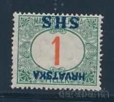 SHS 1918 Portó 1f fordított felülnyomással, Bodor vizsgálójellel, Zrinjscak tanúsítvánnyal (35.000)