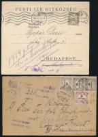 1916/1922 A Pesti Izraelita Hitközség 2 db küldeménye, az egyik hivatalos bélyegekkel (előlap)