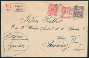 1917 Ajánlott expressz levél Budapestről Bécsbe / Express registered cover to Vienna