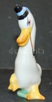 Herendi porcelán pipázó kacsa, kézzel fetett / Hand painted Herend chinaware duck 9 cm