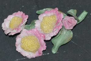 cca 1940 Kézzel festett Herendi porcelán bazsarózsa / Hand-painted Herend chinaware flowers 15 cm