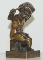 cca 1900 Doboló kisfiú réz-szobor / Drummer boy copper-statue 11 cm