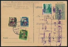 1945 (2. díjszabás) Levelezőlap 4 db bélyeggel