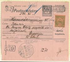 1916 Csomagszállító 60f bérmentesítéssel Eperjesre