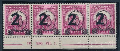 1932 Kisegítő bélyegek II. 519 ívszéli négyescsík elcsúszott 2-e értékszámmal, ívszéli jelzésekkel