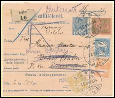 1917 Csomagszállító 4 db bélyeggel "VENTER" / Parcel card