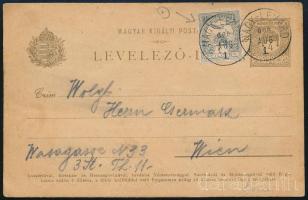 1900 Díjkiegészített díjjegyes levelezőlap / PS-card with additional franking "NAGY-LÉVÁRD"