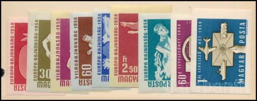 1958 Sport, Levelező hét vágott kiadások / imperforate issues