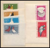 1957 Magyarországi galambfajták ívsarki vágott sor / Mi 1505-1510 imperforate corner set