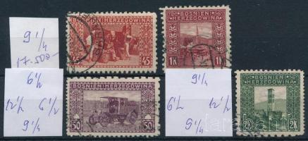 1906 4 db bélyeg ritka, vegyes fogazással