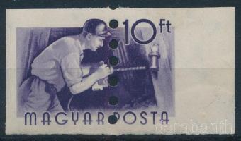 1955 Munka vágott 10Ft megsemmisítő lyukasztással / Mi 1445 printers waste