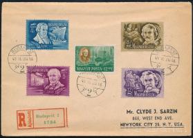 1949 Ajánlott levél 5 klf bélyeggel + a hátoldalon további 3 bélyeggel bérmentesítve
