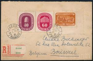 1948 Ajánlott levél Belgiumba 11 bélyeggel bérmentesítve / Registered cover to Belgium with 11-stamp franking