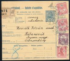 1916 Csomagszállító 4 db bélyeggel "GYŐR"