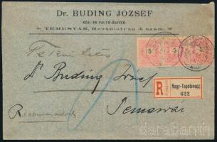 1897 Ajánlott levél 3 x 5kr bélyeggel