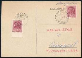 1941 Levelezőlap M.KIR.POSTA 196 szükségbélyegzéssel