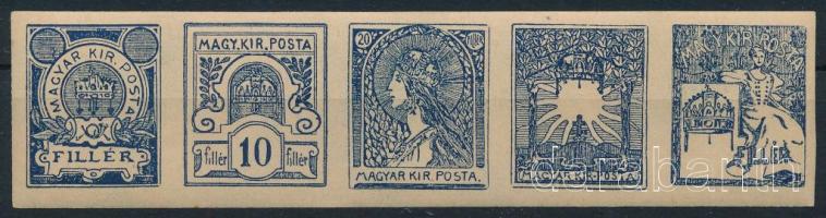 1899 Turul próbanyomat ötöscsík kék színben