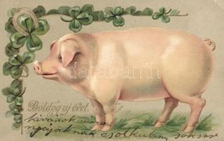 New Year pig Emb. litho (EK)