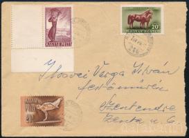 1950 Repülő V. 20f üres mezős bélyeg levélen / Mi 1120 with blank field on cover