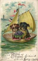 Dogs boat litho (EK)