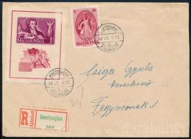1949 Puskin vágott blokk - Mi 14B block on registered cover