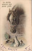 Horse, rabbits New Year greeting (EK)