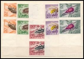 1954 Rovarok vágott sor ívszéli párokban / Mi 1354-1363 imperforate set in margin pairs