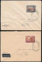 1950 Bélyegmúzeum I. sor 1-1 értéke levélen / Mi 1086-87 on 2 covers