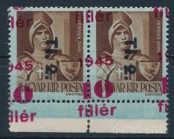 1946 Betűs Tl.2./10f/4f ívszéli pár nagyon látványosan elcsúszott felülnyomással