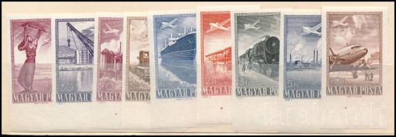 1950 Repülő ívszéli vágott sor / Mi 1120-1128 imperforate margin set