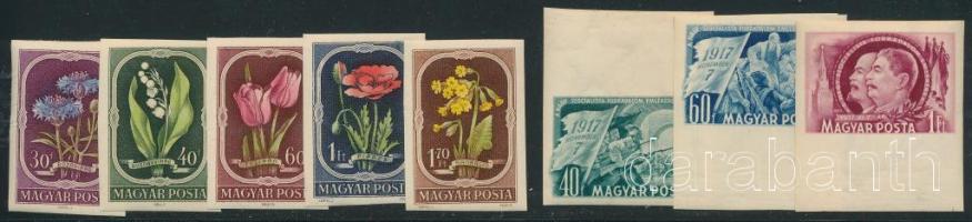 1951 NOSZF + Virág vágott sorok / imperforate sets