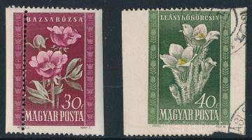 1950 Virág 30f és 40f 2 oldalt vágott, elfogazva / Mi 1112-1113 perforation error