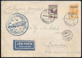 1931 Zeppelin magyarországi körrepülés levél Zeppelin sorral