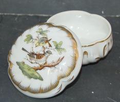 Madár mintás Herendi porcelán bonbonnier / Herend chinaware bonbonniere 9x6 cm