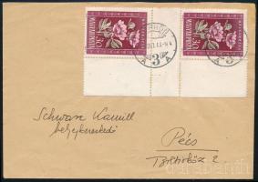 1950 Virág I. 30f ívközéprészes pár levélen / Mi 1112 gutter pair on cover