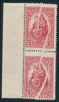 1926 Keskeny Madonna 2P ívszéli pár 3 db nagyon látványos papírránccal / Mi 428 margin pair with large paper creases