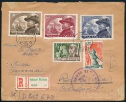 1951 Bem József sor ajánlott levélen Svájcba / Registered cover with Mi 1142-1144 set to Switzerland
