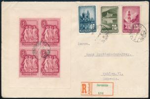 1948 Szakszervezet II. kisív ajánlott levélen / Mi 1035 minisheet on registered cover