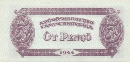 1944. 5P "V.H." (2x) T:I egyik vágáshibás(hátlap tetején vízszintes fehér csík) és különbö...