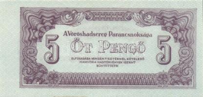 1944. 5P "V.H." (2x) T:I egyik vágáshibás(hátlap tetején vízszintes fehér csík) és különbö...