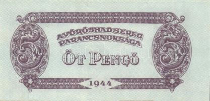 1944. 5P "V.H." (2x) T:I egyik vágáshibás(hátlap tetején vízszintes fehér csík) és különbö...