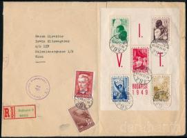 1949 VIT I. blokk ajánlott levélen