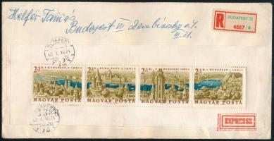 1962 Bélyegnap - Budapest (Panoráma) kisív ajánlott expressz levélen / Mi 1789-1792 minisheet on registered express cover