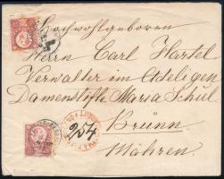 1873 4 x Réznyomat 5kr ajánlott levélen (kiállítás miatt szétnyitva) / 4 x Mi 10 on registered cover "ZAGREB - AGRAM / VEC" - Brünn