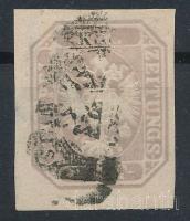 1863 Hírlapbélyeg szürkésibolya, nagy vízjelrészlet / Newspaper stamp, greyviolet, large watermark part "PAPA" Certificate: Strakosch