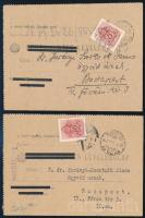 1942 2 db felülnyomott levelezőlap portózva