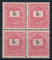 1898 5kr négyestömb postatiszta