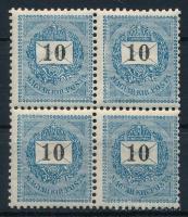 1898 10kr négyestömb postatiszta