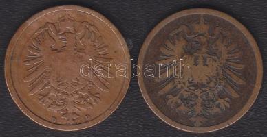 Német Birodalom/Császárság 1876D 2Pf + 1875J 2Pf T:3