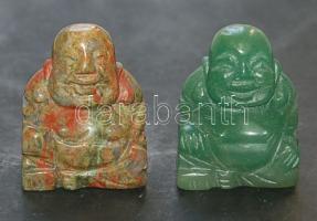 2 db féldrágakő Buddh a szobrocska: unakit aventuril / 2 half-gem Buddha-statue 6 cm